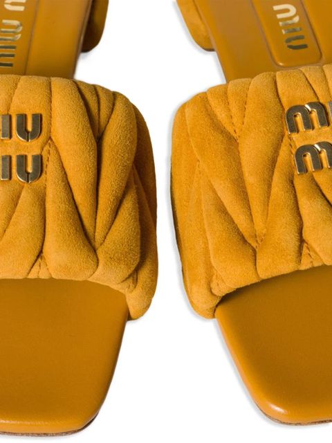 Miu Miu matelassé suede slides - Yellow