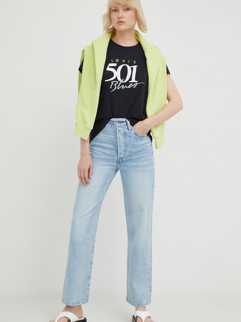 Levi's jeansy RIBCAGE STRAIGHT ANKLE damskie high waist