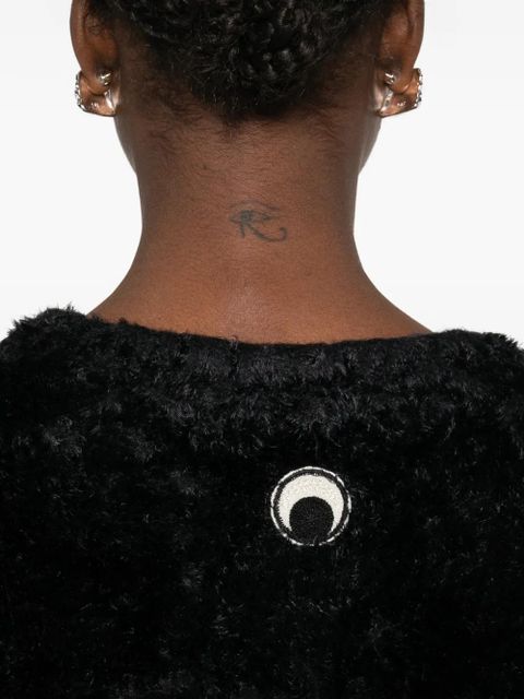 Marine Serre fuzzy-texture cardigan - Black