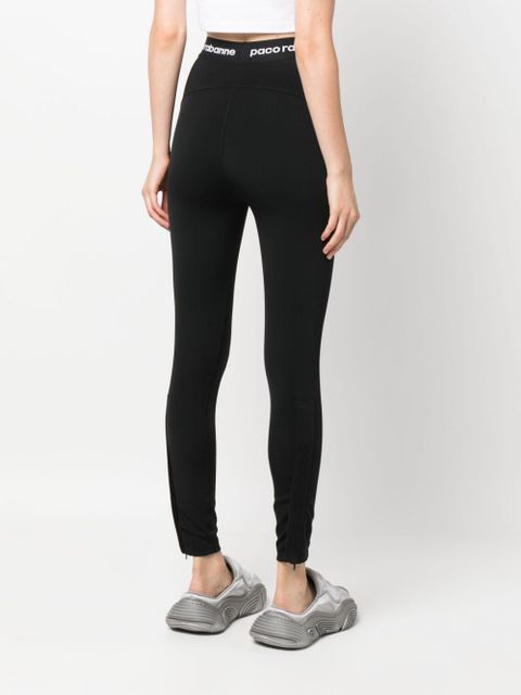 Rabanne logo-waistband high-waisted leggings - Black