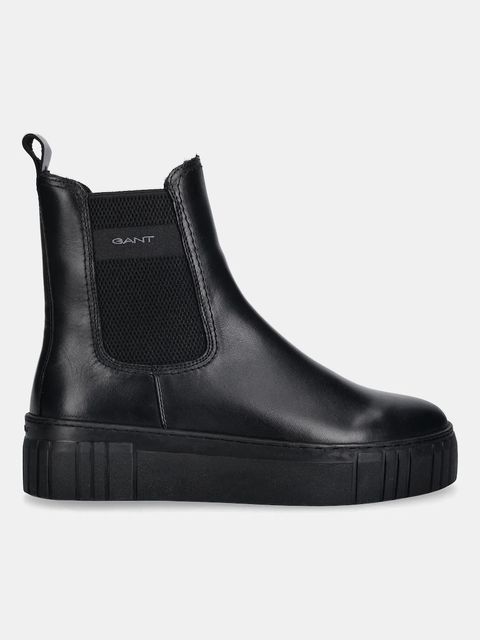 Gant sztyblety skórzane Snowmont damskie kolor czarny na płaskim obcasie ocieplone 31551096