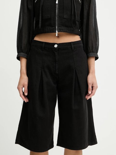 Pinko szorty bawełniane damskie kolor czarny gładkie high waist 105245 A2M8 - zdjęcie produktu nr 1