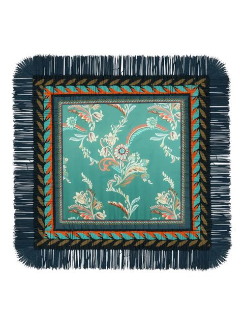 ETRO daffodil-motif fringed scarf - Blue - zdjęcie produktu nr 1