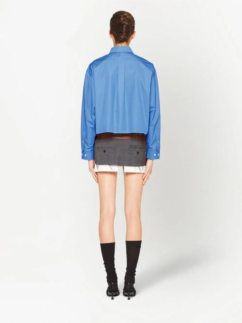 Miu Miu embroidered logo cropped shirt - Blue
