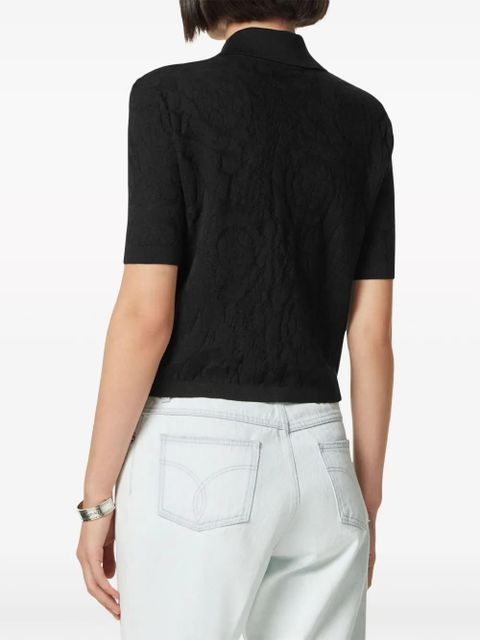 Versace floral-jacquard silk-cotton top - Black