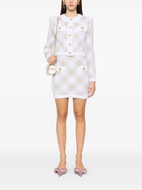 Balmain argyle-pattern mini skirt - White