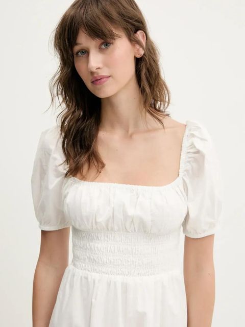 Tommy Jeans sukienka bawełniana kolor biały mini rozkloszowana DW0DW21334