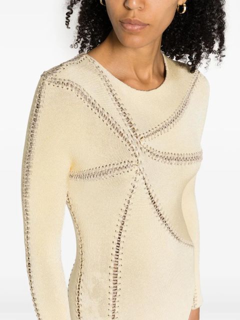 Isa Boulder Starfish whipstitch-detail midi dress - Neutrals