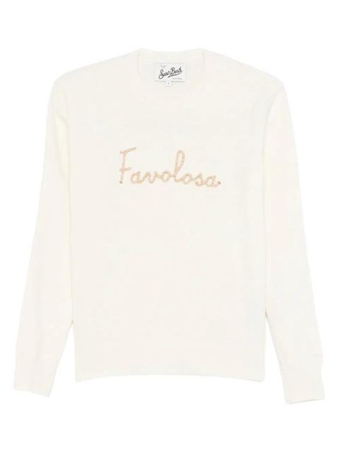 MC2 Saint Barth New Queen lettering-embellishment sweater - Neutrals - zdjęcie produktu nr 1