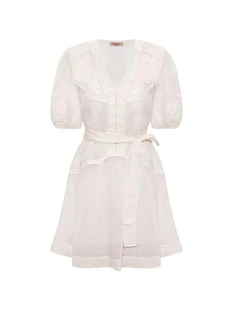 TWINSET embroidered belted mini dress - Neutrals - zdjęcie produktu nr 1