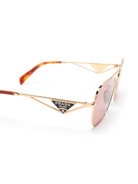 Prada Eyewear triangle-logo sunglasses - Gold