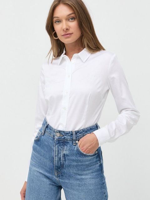 Guess koszula CATE damska kolor biały slim z kołnierzykiem klasycznym W2YH41 WAF10 - zdjęcie produktu nr 1
