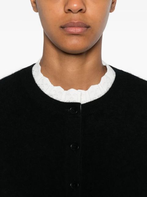 SANDRO buttoned scalloped-trim cardigan - Black