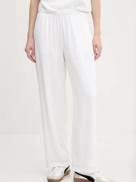 Abercrombie & Fitch spodnie lniane kolor beżowy szerokie high waist KI156-5128 - zdjęcie produktu nr 1