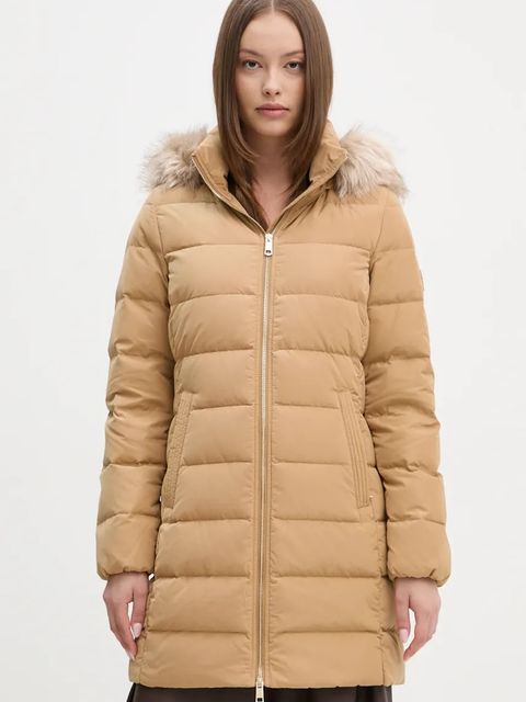 Tommy Hilfiger kurtka puchowa damska kolor beżowy zimowa WW0WW43234