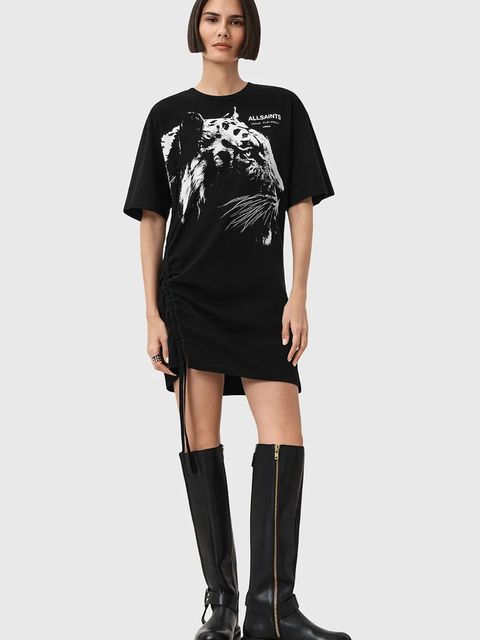 AllSaints sukienka bawełniana IVANA kolor czarny mini oversize W077DD - zdjęcie produktu nr 1