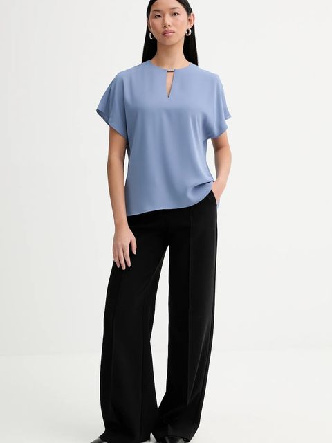 Calvin Klein bluzka damska kolor niebieski gładka LV044E902G