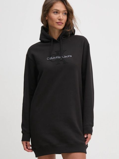 Calvin Klein Jeans sukienka bawełniana kolor czarny mini oversize J20J224685