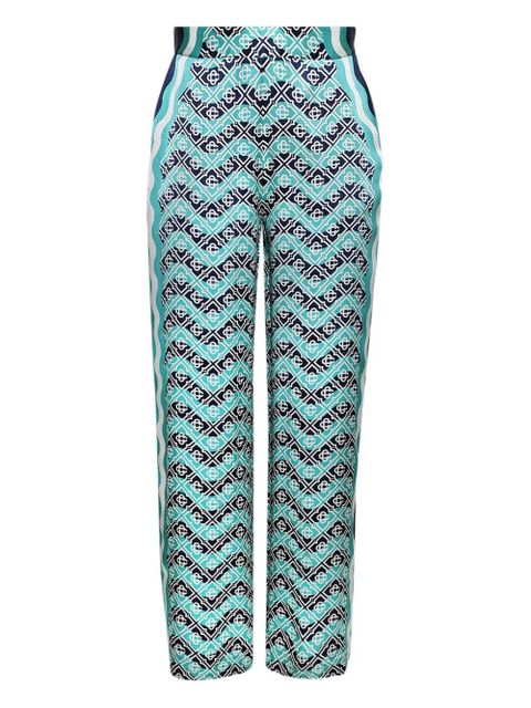 Casablanca silk-satin trousers - Blue - zdjęcie produktu nr 1