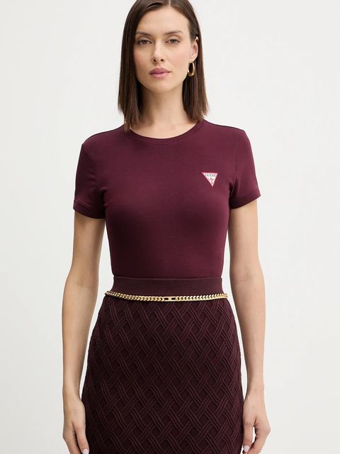 Guess t-shirt damski kolor bordowy W2YI44 J1314 - zdjęcie produktu nr 1