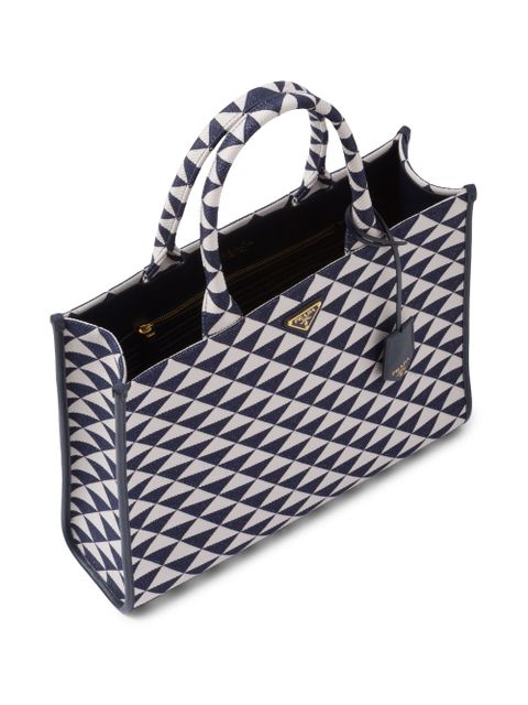 Prada large Symbole embroidered tote bag - Blue