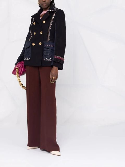 Valentino Garavani double-breasted embellished jacket - Blue