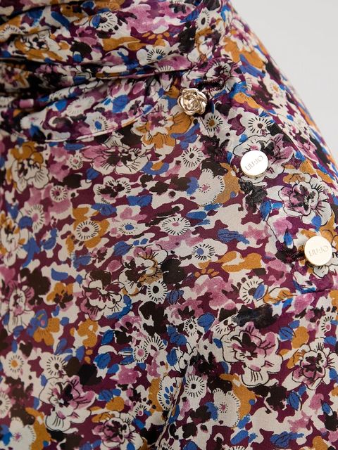 Liu Jo sukienka z jedwabiem kolor fioletowy mini prosta MF5001 T2559