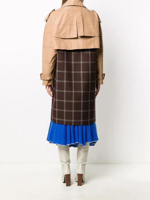 Marni two-tone checkered trench coat - Brown