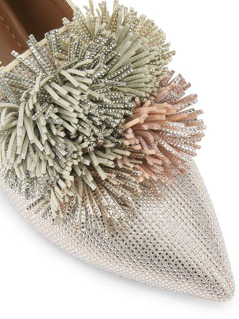 Kurt Geiger London mokasyny zamszowe Pom Pom Point Slip On kolor beżowy na płaskim obcasie 5388365209 - zdjęcie produktu nr 2