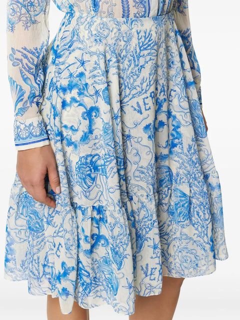 Versace Underwater Barocco crêpe midi skirt - Blue