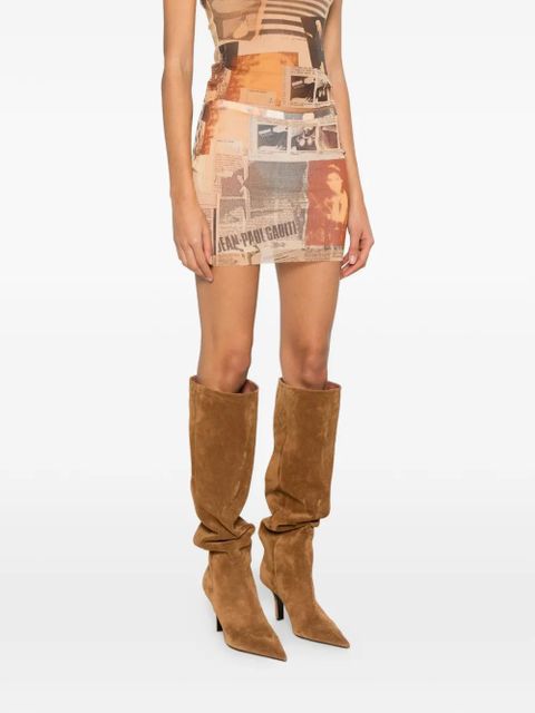 Jean Paul Gaultier newspaper-print mini skirt - Neutrals