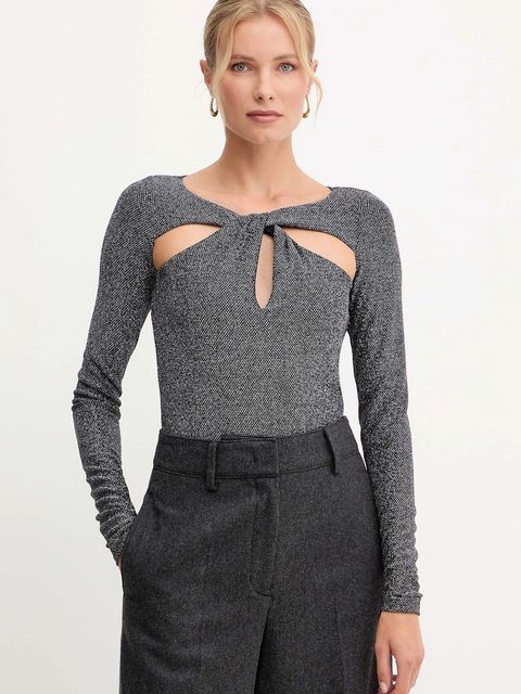 Patrizia Pepe body damska kolor srebrny gładka 2M4506 J340 - zdjęcie produktu nr 1