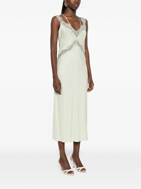 PINKO Anise lace V-neck midi dress - Green