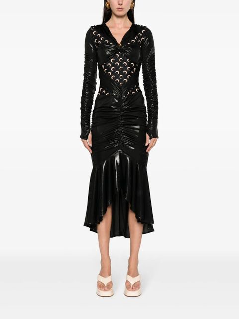 Marine Serre Regenerated draped midi dress - Black - zdjęcie produktu nr 2