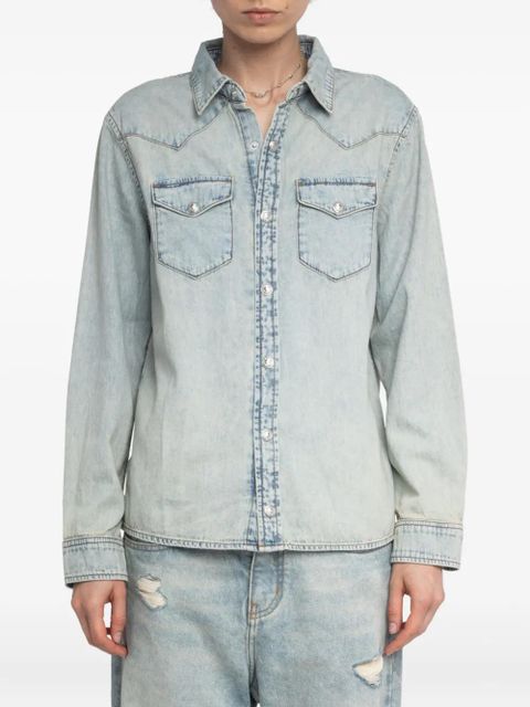 Zadig&Voltaire Saby stud-embellished denim shirt - Blue - zdjęcie produktu nr 2