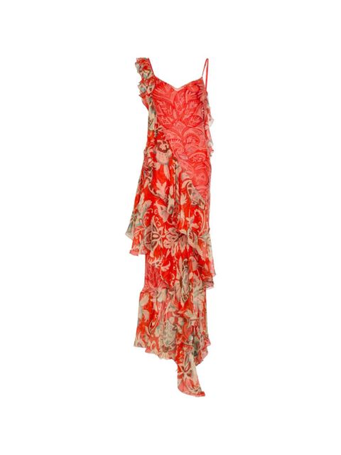 ETRO Paisley-print ruffled dress - Red - zdjęcie produktu nr 1