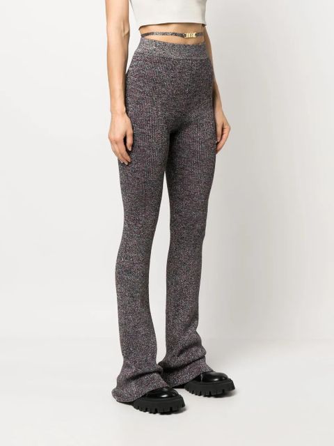 GCDS lurex-detailing flared knitted trousers - Purple