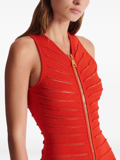 Balmain zip-front knitted maxi dress - Red