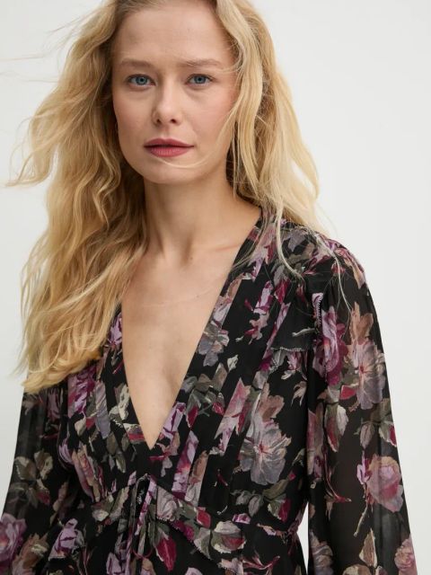 The Kooples sukienka kolor czarny maxi prosta FROB29079K