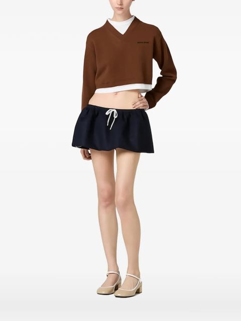 Miu Miu cropped cashmere V-neck sweater - Brown - zdjęcie produktu nr 1