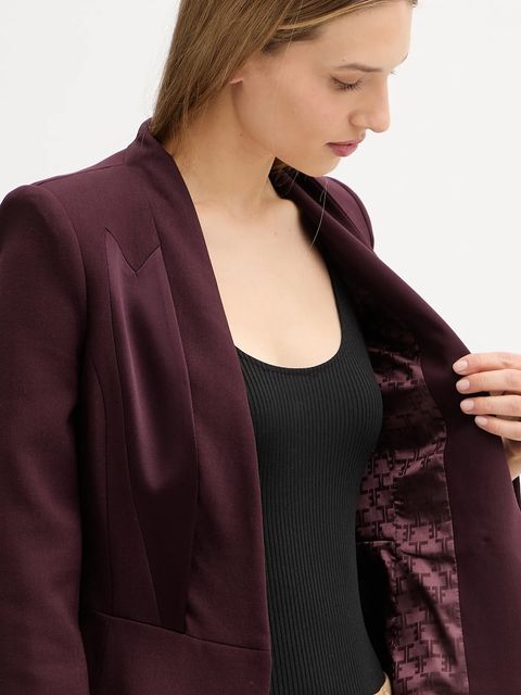 Elisabetta Franchi marynarka z dodatkiem wełny kolor bordowy dwurzędowa gładka GI17656E2
