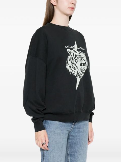 ANINE BING Miles tiger-print sweatshirt - Black