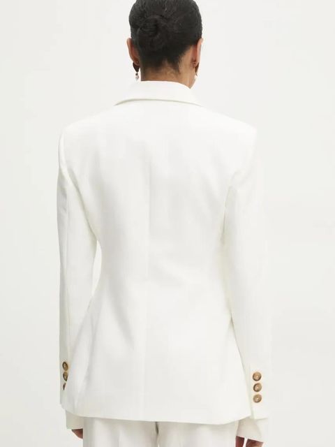 Answear.LAB marynarka taliowana z chustą kolor biały jednorzędowa gładka - zdjęcie produktu nr 2