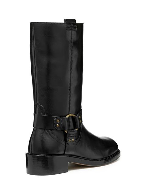 Geox botki skórzane D NALVIA damskie kolor czarny na płaskim obcasie D565QC 000FF C9999 - zdjęcie produktu nr 2