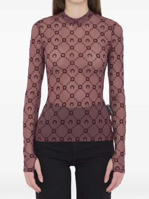 Marine Serre moon-print high-neck T-shirt - Red - zdjęcie produktu nr 1