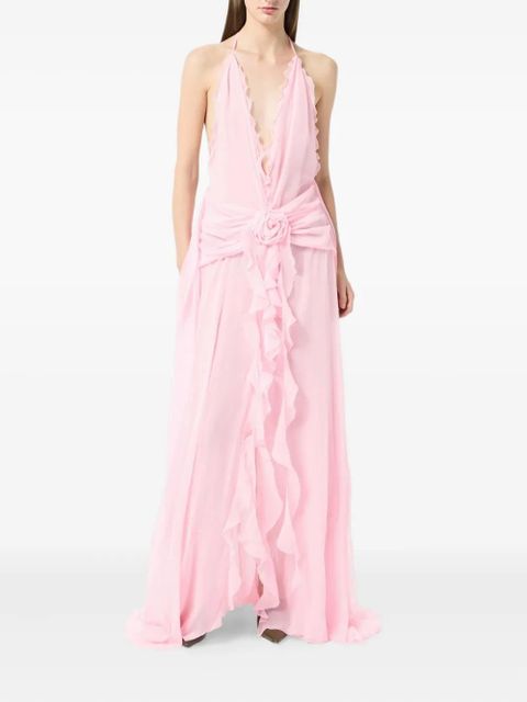 Blumarine rose-embellished ruffled maxi dress - Pink - zdjęcie produktu nr 2