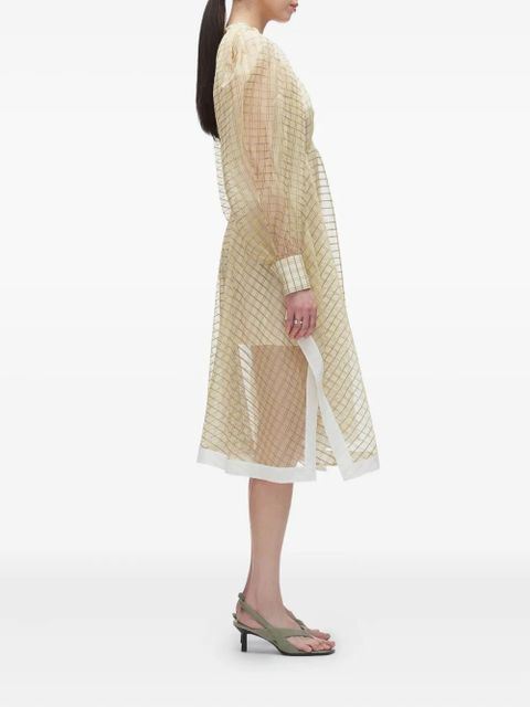 3.1 Phillip Lim puff-sleeve checked midi dress - Neutrals