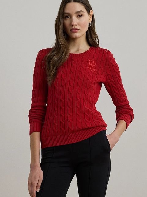 Lauren Ralph Lauren sweter bawełniany kolor czerwony 200932223 - zdjęcie produktu nr 1