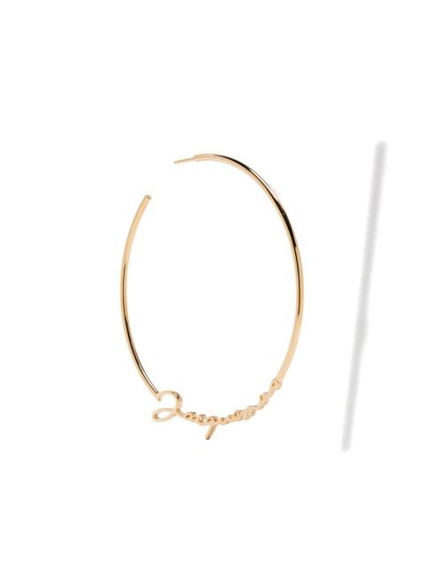 Jacquemus logo-lettering hoop earrings - Gold