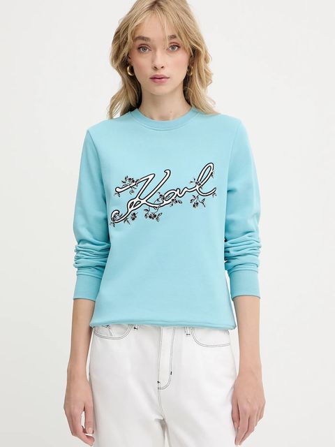 Karl Lagerfeld bluza damska kolor turkusowy z aplikacją A3W20010 - zdjęcie produktu nr 1